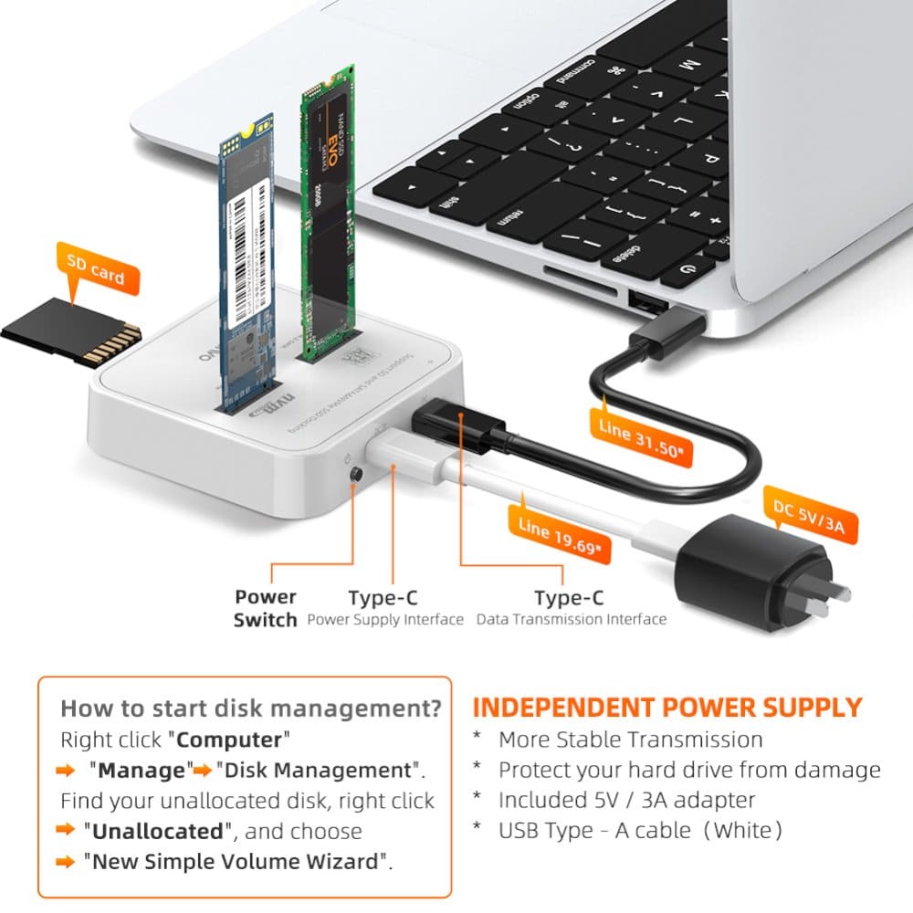 תחנת עגינה לדיסקים MAIWO Type-C to M.2/NVME Plus Card Reader